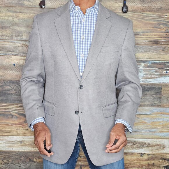 Jos. A. Bank Signature Collection Silk Camelhair Gray Jacket Blazer 42R - Picture 8 of 11